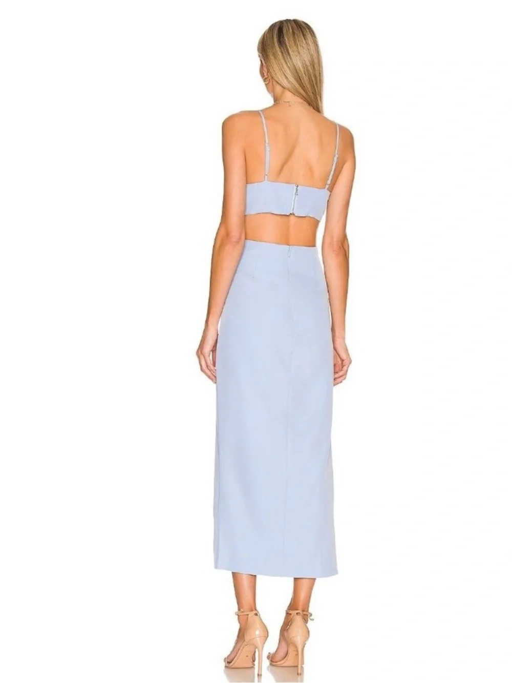 Bardot cut out slit midi in light blue NWT SZ XS
